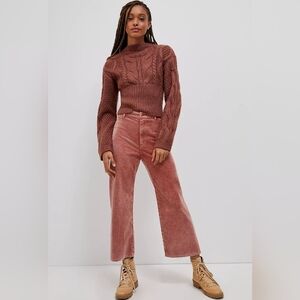 Pilcro By Anthropologie High Rise Wide Leg Blush Corduroy Trousers